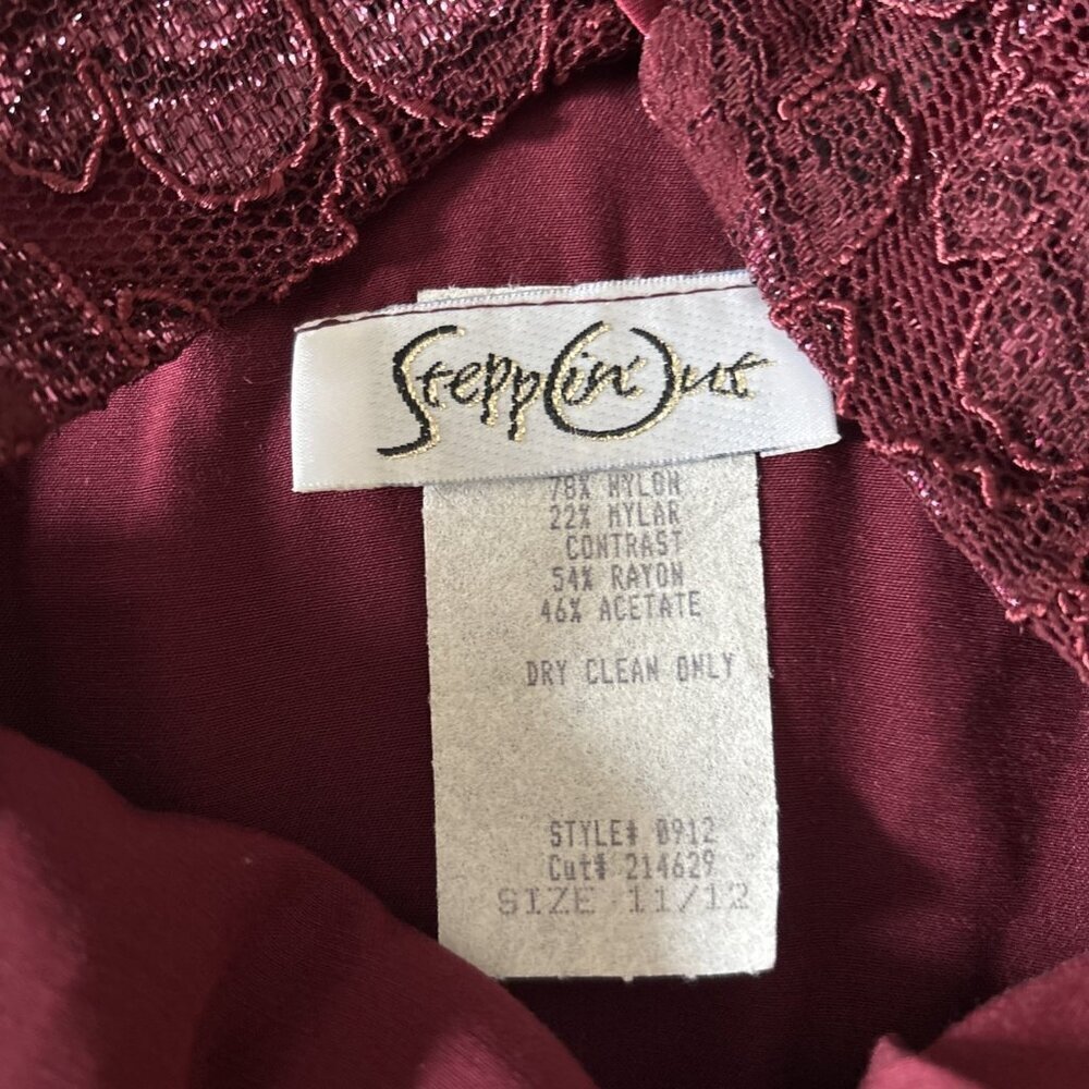 vintage steppin out dress Burgundy Satin Look Size 11/12 NOS See Measurements - Picture 10 of 10